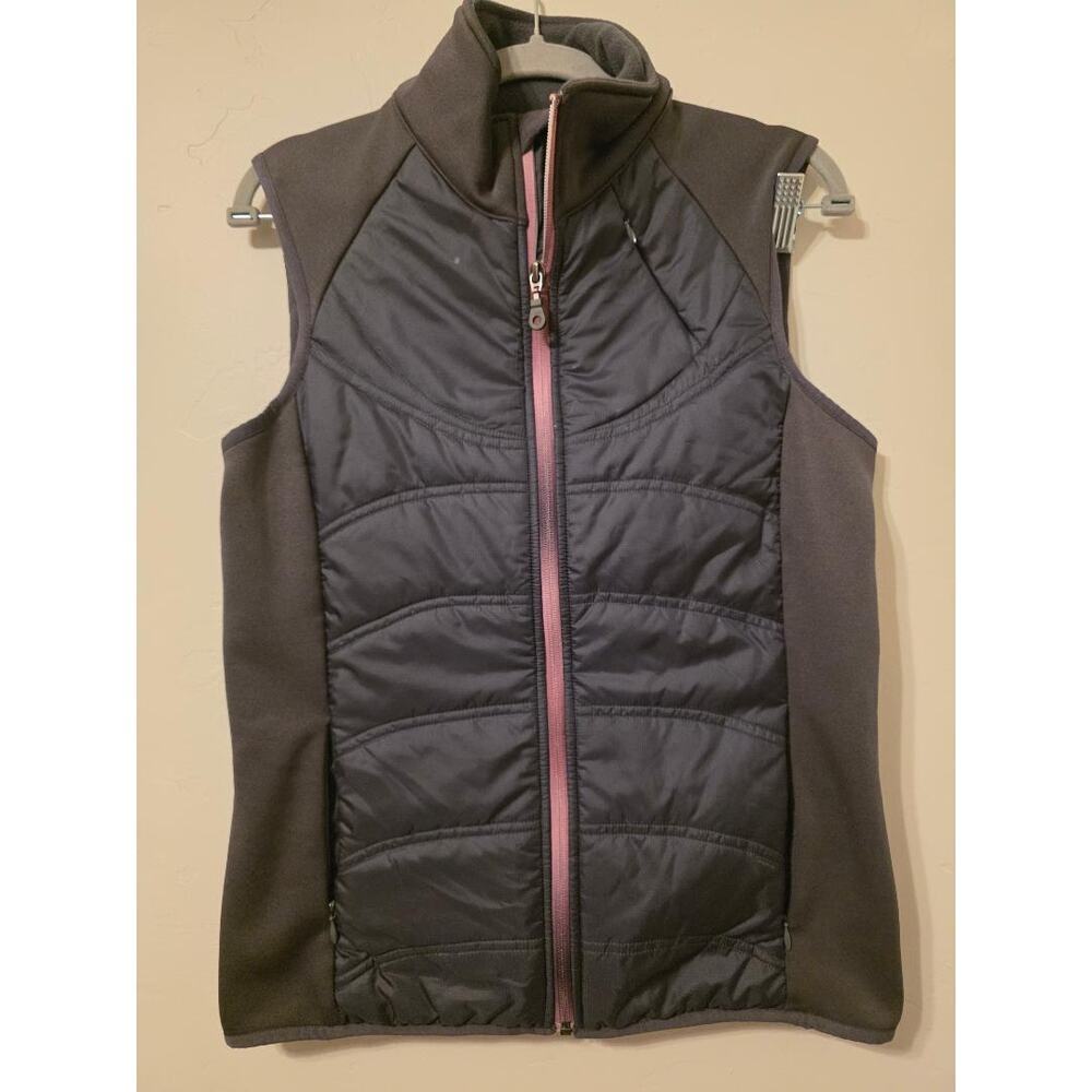 Athleta Black Puffer Vest Women Small Quilted Zip Athleisure Lightweight